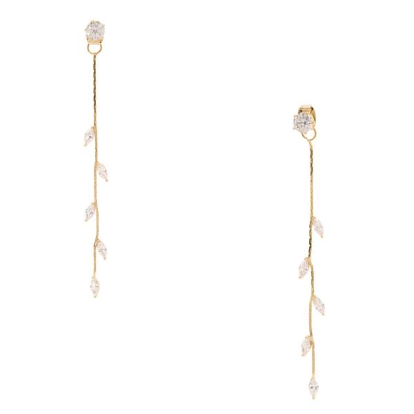 SODAJO CZ LEAF PATTERN GOLD DIPPED EARRING