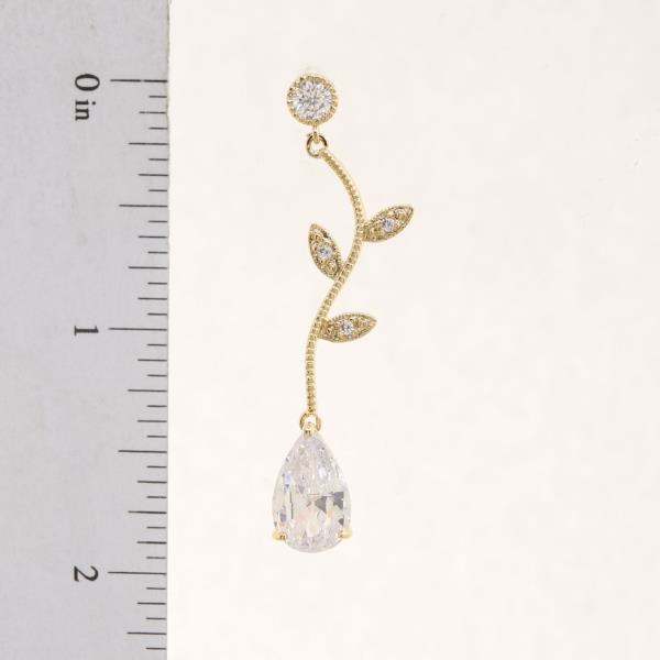 SODAJO CZ TEARDROP LEAF METAL GOLD DIPPED EARRING