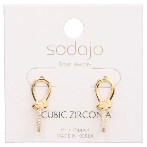 SODAJO CZ LOOP METAL GOLD DIPPED EARRING