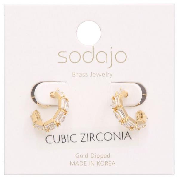 SODAJO CZ MINI OPEN HOOP GOLD DIPPED EARRING