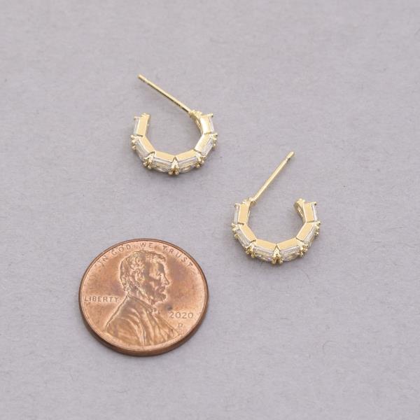 SODAJO CZ MINI OPEN HOOP GOLD DIPPED EARRING