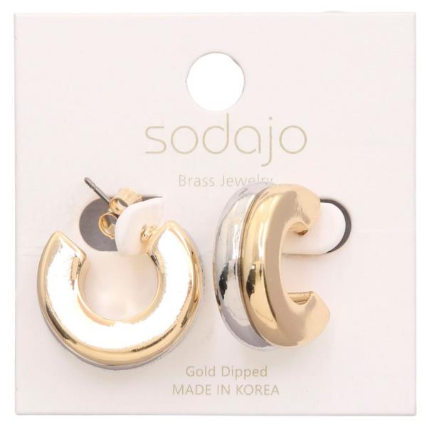 SODAJO TWO TONE OPEN HOOP GOLD DIPPED EARRING