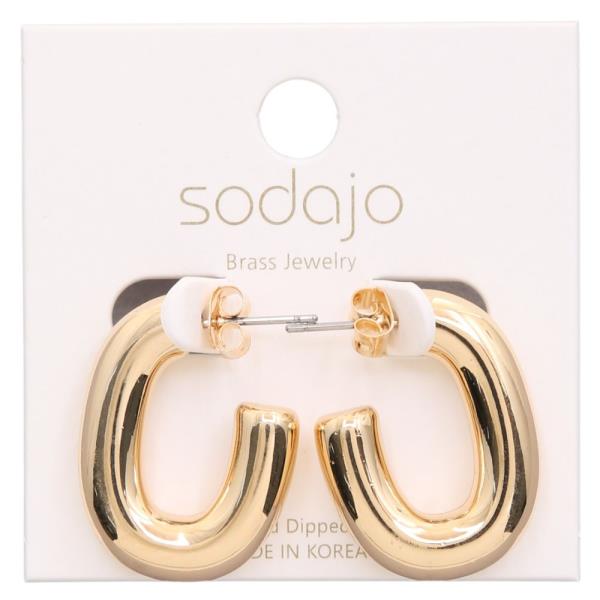 SODAJO PUFFY OPEN OVAL GOLD DIPPED EARRING