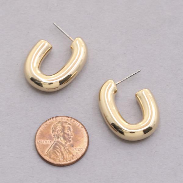 SODAJO PUFFY OPEN OVAL GOLD DIPPED EARRING