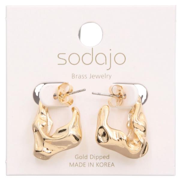 SODAJO RUFFLE ORGANIC SHAPE GOLD DIPPED EARRING
