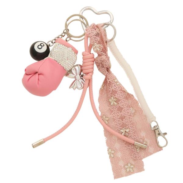 LACE BOXING GLOVE RIBBON BOW CHARM KEYCHAIN