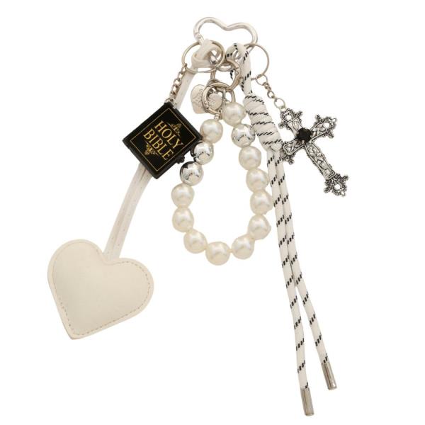 HOLY BIBLE CHARM BEADED HEART KEYCHAIN