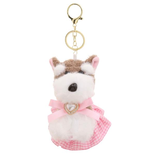 CUTE DOG DRESS PLUSH BAG CHARM KEYCHAIN