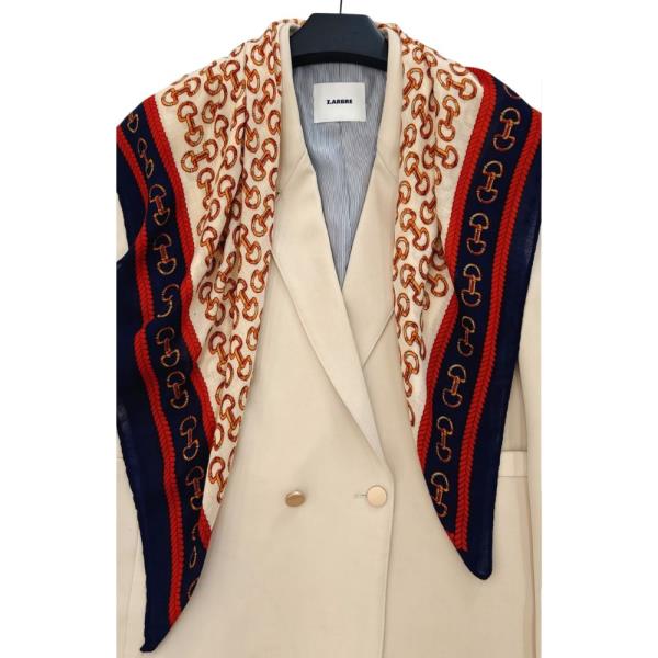 PRINTED CHAIN PATTERN SOFT BANDANA SQUARE NECK SCARF