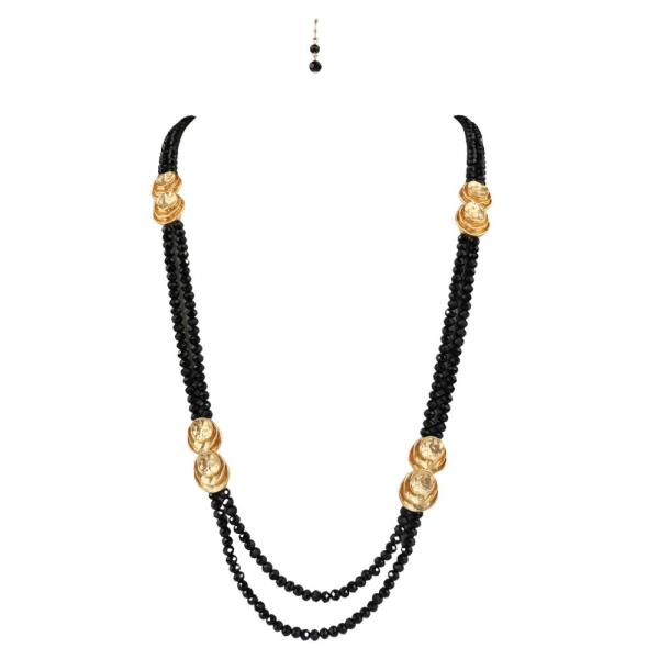 METAL MIXED BEAD LAYERED NECKLACE