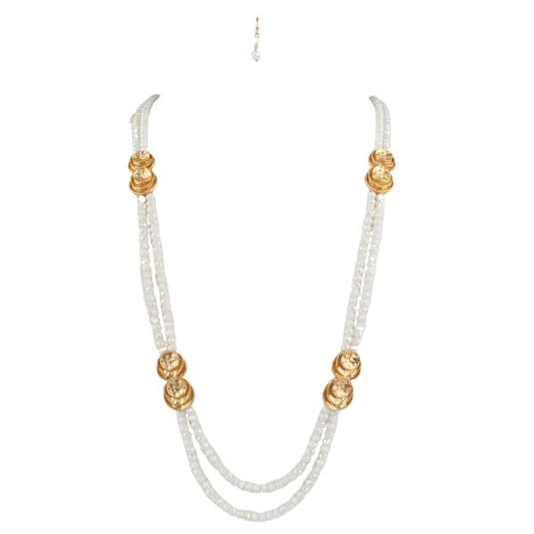 METAL MIXED BEAD LAYERED NECKLACE