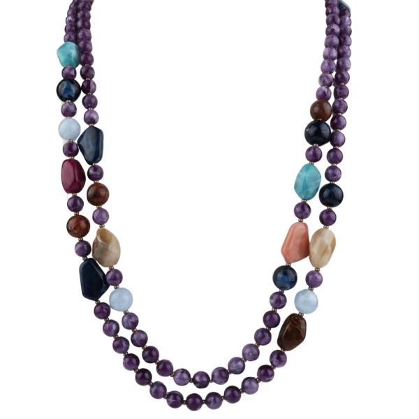 3 ROW BEADED LAYERED NECKLACE