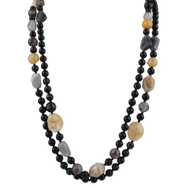 3 ROW BEADED LAYERED NECKLACE
