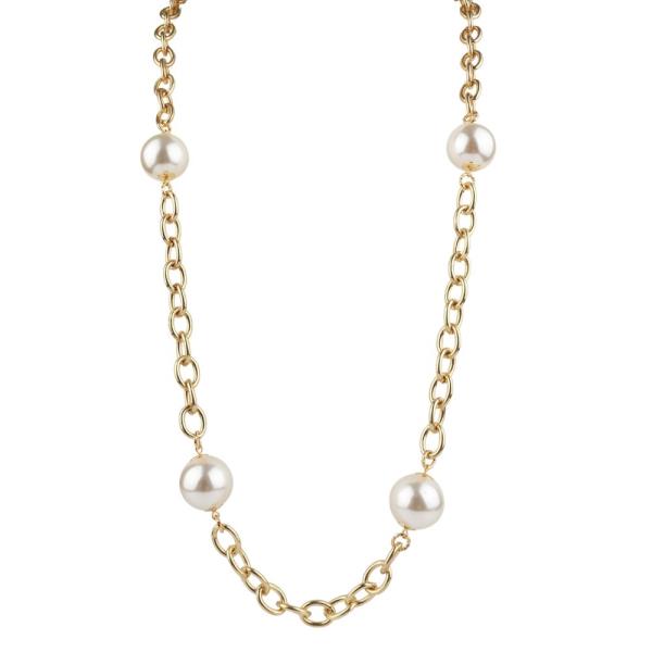 PEARL BEAD CIRCLE LINK STATION NECKLACE