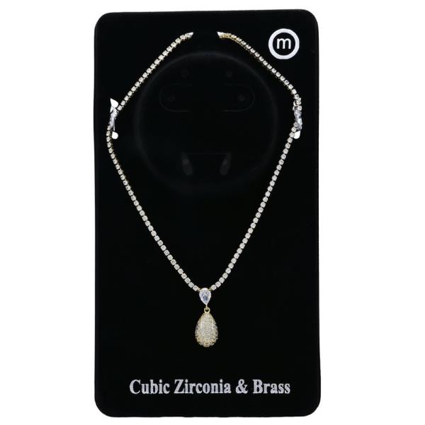 ROUND CZ TEARDROP NECKLACE