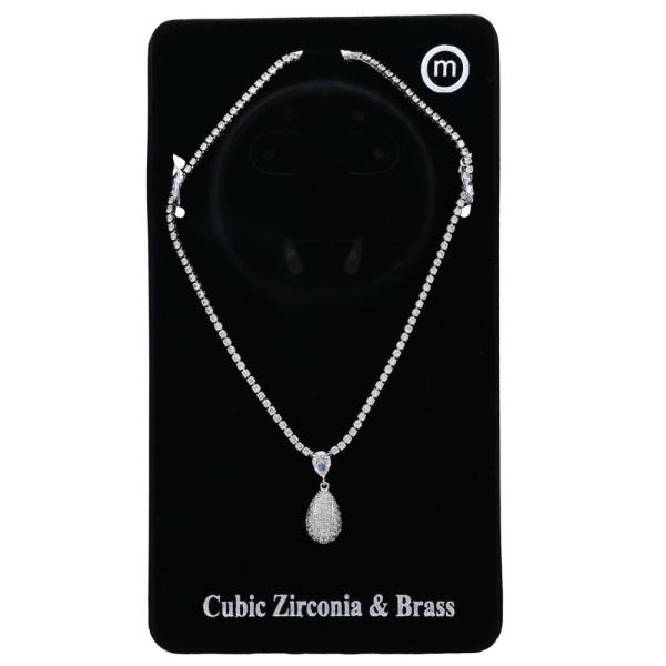 ROUND CZ TEARDROP NECKLACE