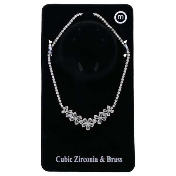 FLOWER ROUND CZ NECKLACE