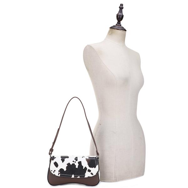 COW PRINT CURVE SHOULDER BAG
