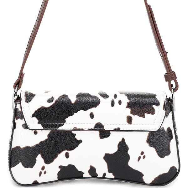 COW PRINT CURVE SHOULDER BAG