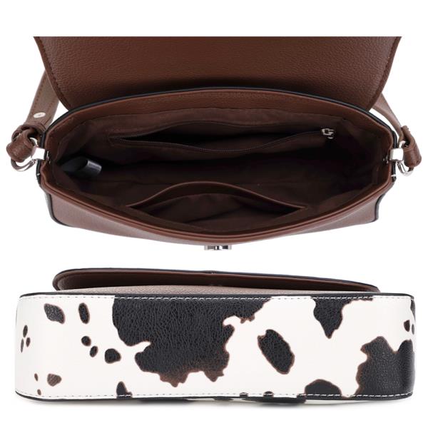COW PRINT CURVE SHOULDER BAG