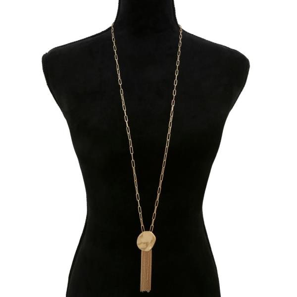 ROUND METAL CHAIN TASSEL NECKLACE