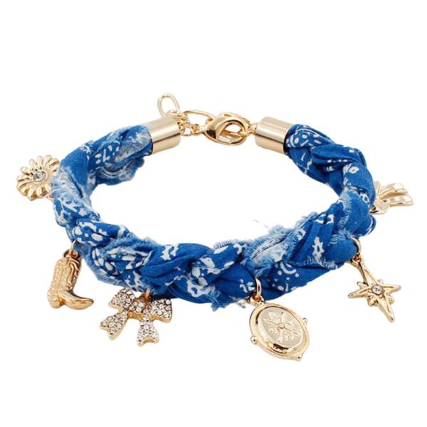 MULTI CHARM FABRIC BRACELET