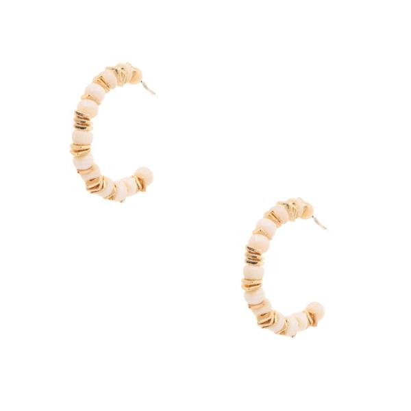 BEADED OPEN HOOP EARRING