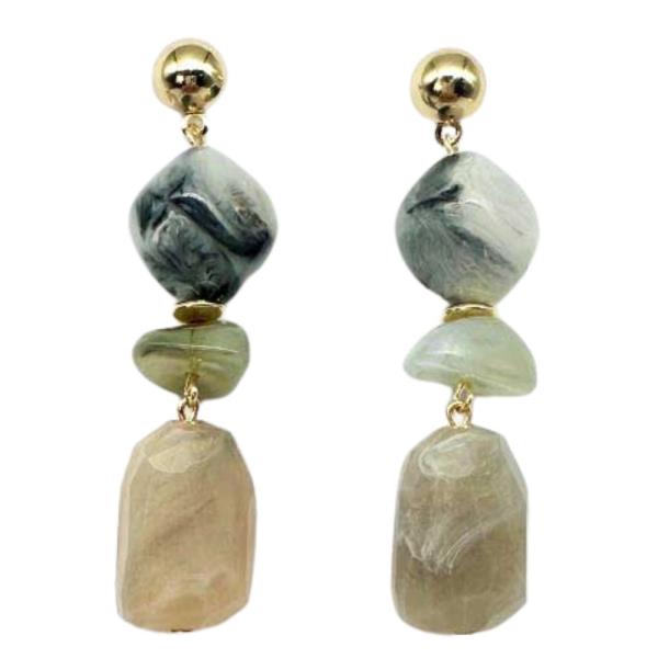 MARBLE STONE LINK DANGLE EARRING