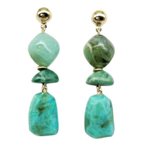 MARBLE STONE LINK DANGLE EARRING