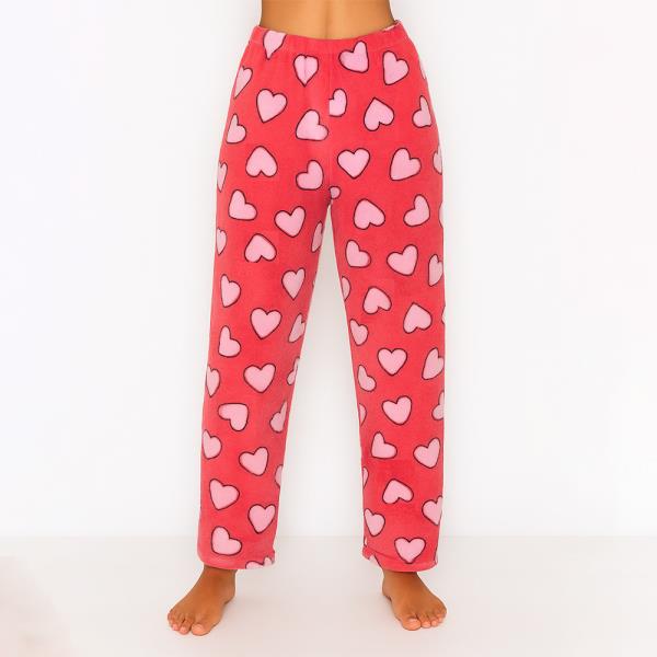 COZY MICROFIBER WARM HEART PAJAMA PANTS
