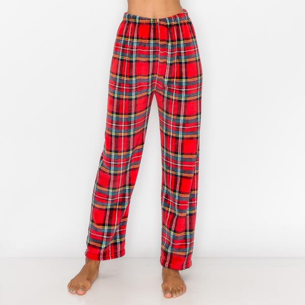 COZY MICROFIBER WARM PLAID PAJAMA PANTS