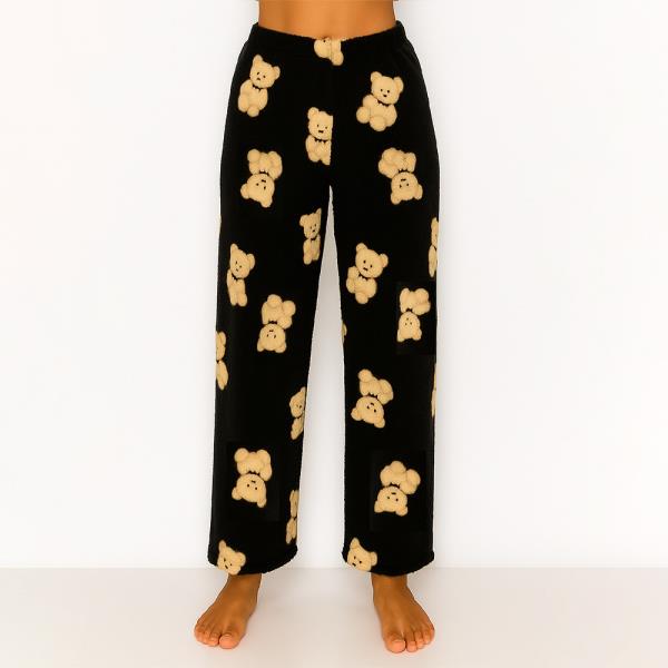 COZY MICROFIBER WARM TEDDY BEAR PAJAMA PANTS