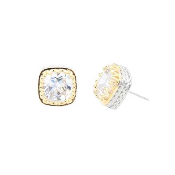 TWO TONE CZ EARRING