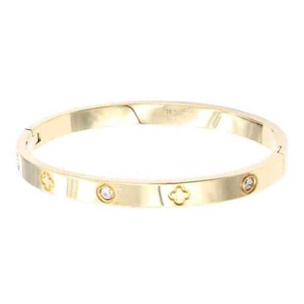 GOLD PLATED CLOVER BANGLE BRACELET