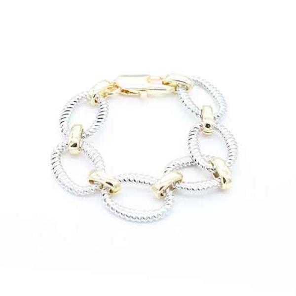 14K GOLD DIPPED PLATED TWO TONE TOGGLE BRACELET