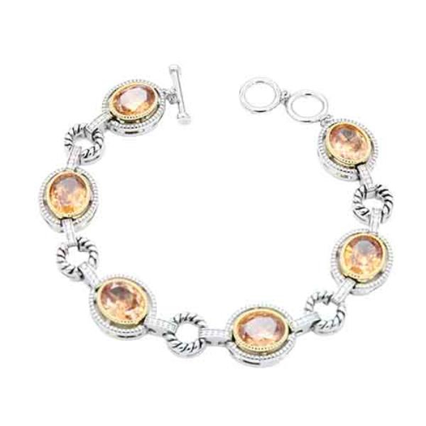 14K GOLD PLATED TWO TONE TOGGLE BRACELET