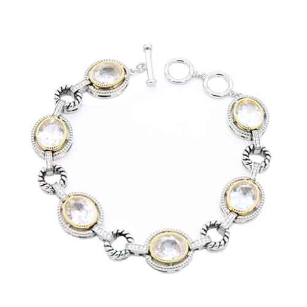 14K GOLD PLATED TWO TONE TOGGLE BRACELET