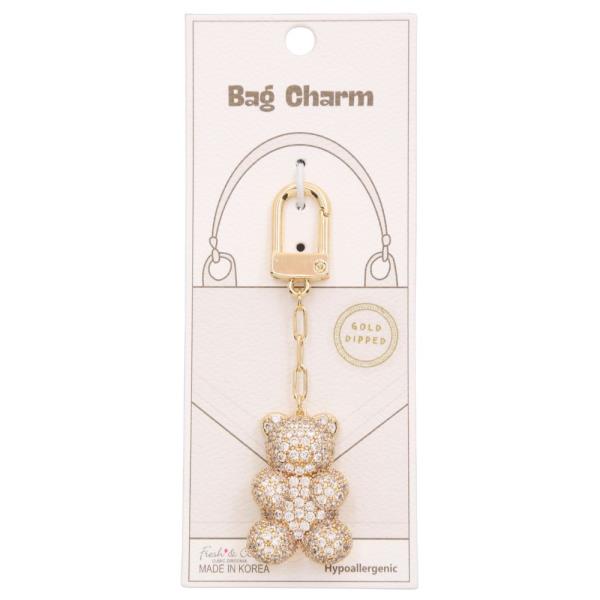 RHINESTONE TEDDY BEAR GOLD DIPPED BAG CHARM