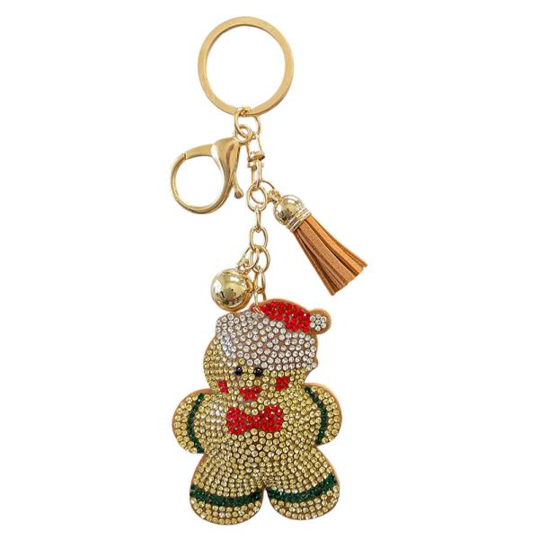 RHINESTONE GINGERBREAD COOKIE TASSEL KEYCHAIN