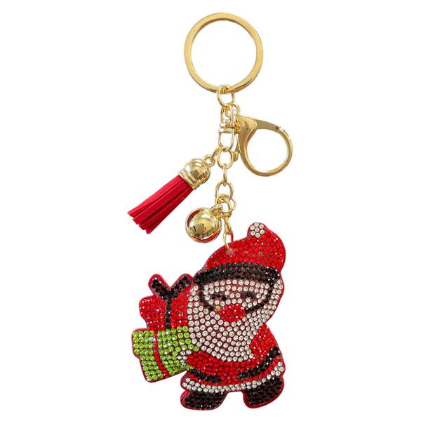 RHINESTONE SANTA CLAUS TASSEL KEYCHAIN