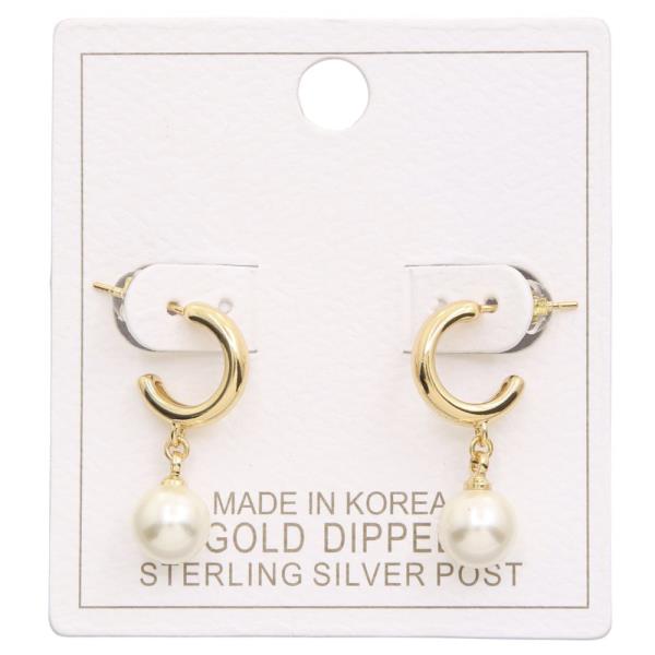 PEARL BEAD OPEN HOOP DANGLE EARRING