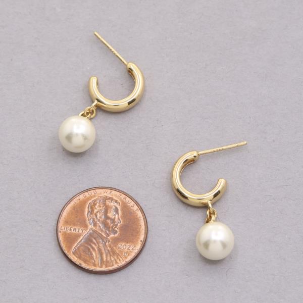 PEARL BEAD OPEN HOOP DANGLE EARRING