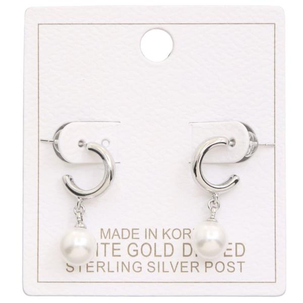 PEARL BEAD OPEN HOOP DANGLE EARRING