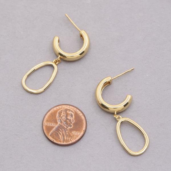 OVAL OPEN HOOP LINK GOLD DIPPED EARRING