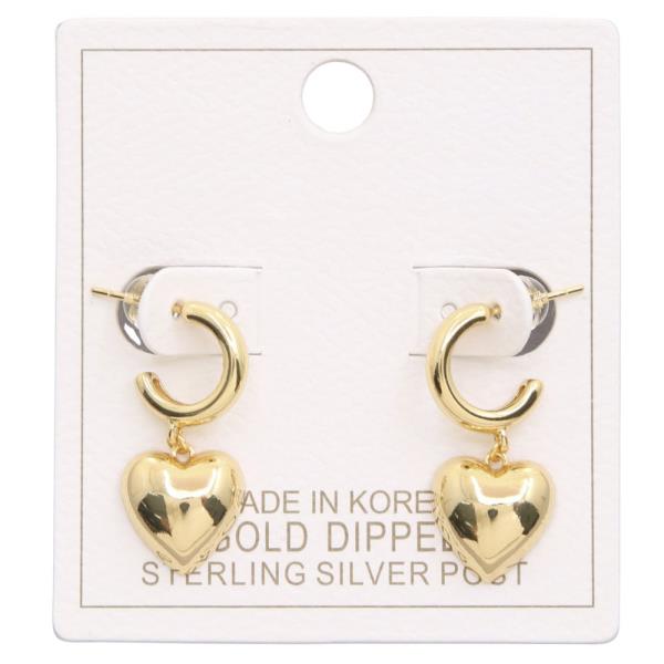 HEART CHARM OPEN HOOP GOLD DIPPED EARRING