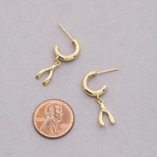 WISHBONE HUGGIE DANGLE EARRING