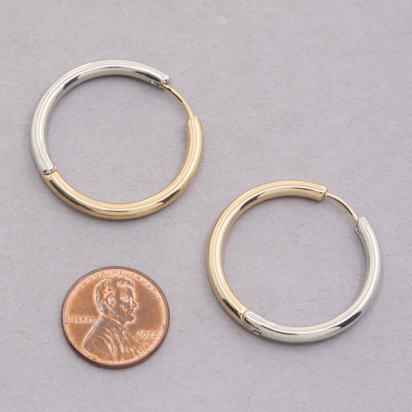 TWO TONE HOOP GOLD DIPPED EARRING