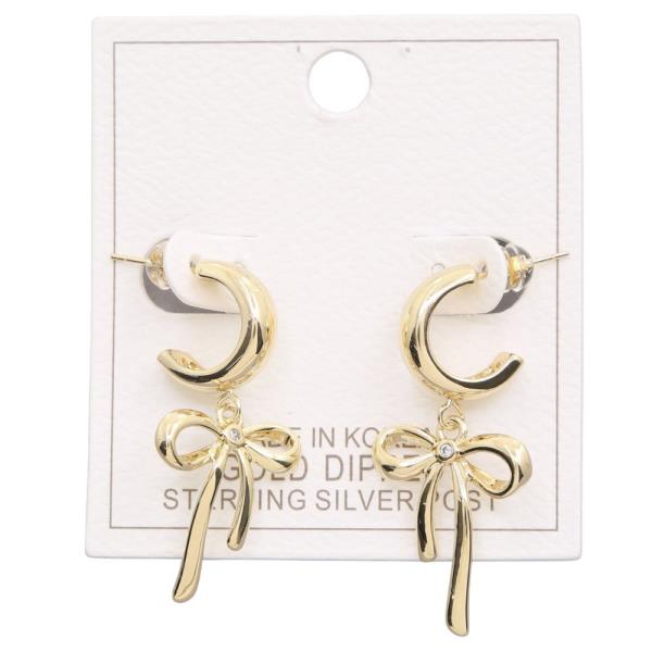 RIBBON BOW HUGGIE DANGLE EARRING