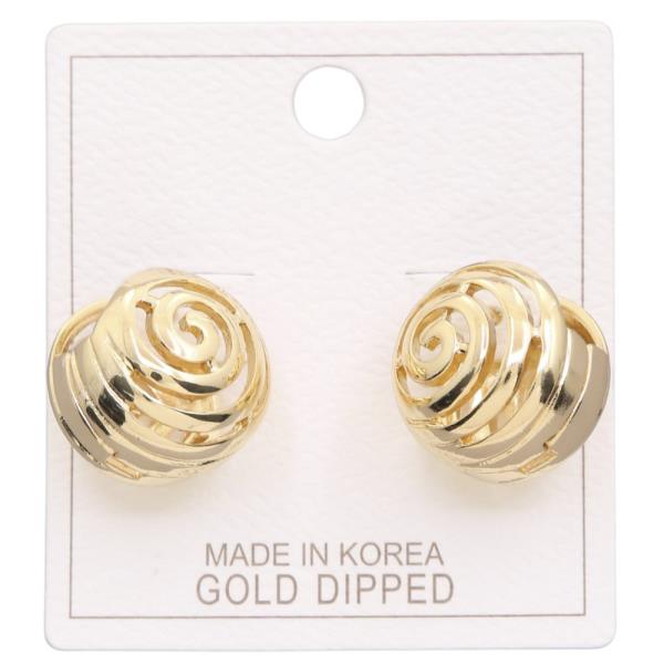 SWIRL ROUND GOLD DIPPED EARRING