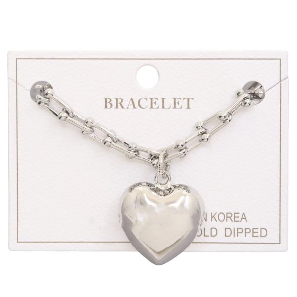 PUFFY HEART U LINK METAL GOLD DIPPED BRACELET